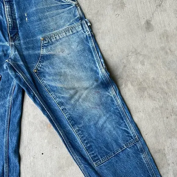 Carhartt faded denim blue jean double knee work wear carpenter pants - Picture 10 of 15